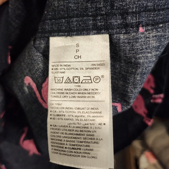 Men's Short Sleeve Button Front Summer Shirt Flamingo Print Size S NWT Blue Pink - Picture 3 of 6